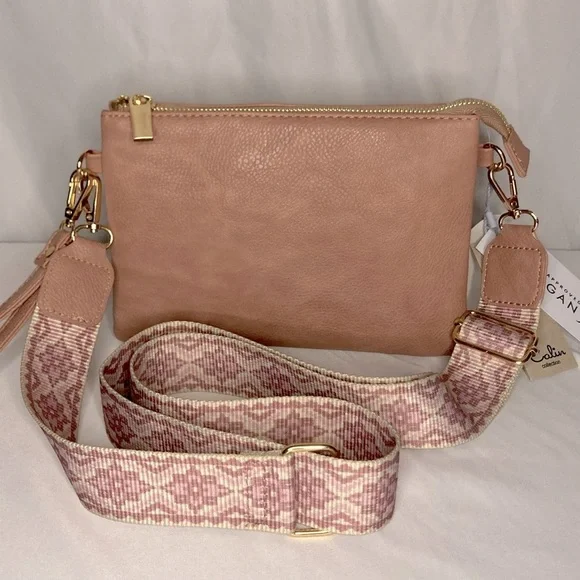 Vegan Leather Crossbody Bag light pink - Picture 1 of 11